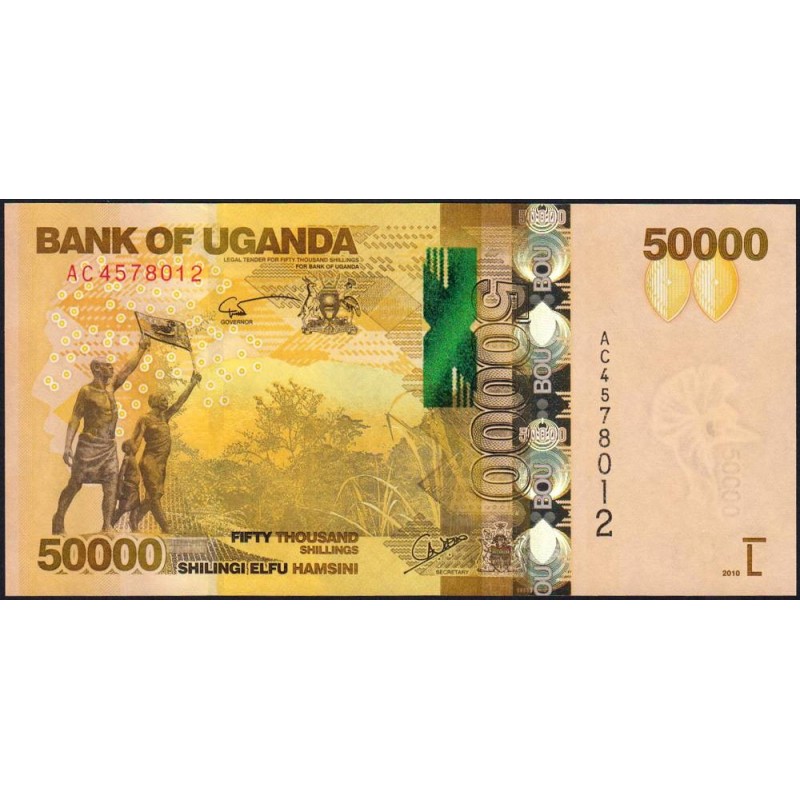 Ouganda - Pick 54a - 50'000 shillings - Série AC - 2010 - Etat : NEUF