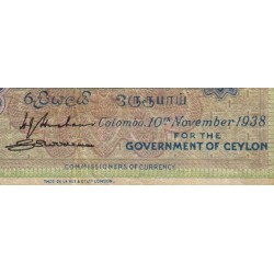Ceylan - Pick 16c_2 - 1 rupee - Série Q/52 - 10/11/1938 - Etat : TB