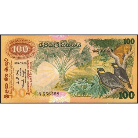 Sri-Lanka - Pick 88a - 100 rupees - Série Z/10 - 26/03/1979 - Etat : pr.NEUF