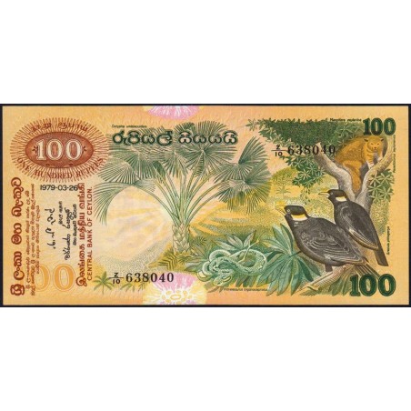 Sri-Lanka - Pick 88a - 100 rupees - Série Z/10 - 26/03/1979 - Etat : pr.NEUF