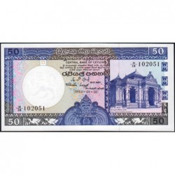 Sri-Lanka - Pick 94a - 50 rupees - Série H/19 - 01/01/1982 - Etat : NEUF