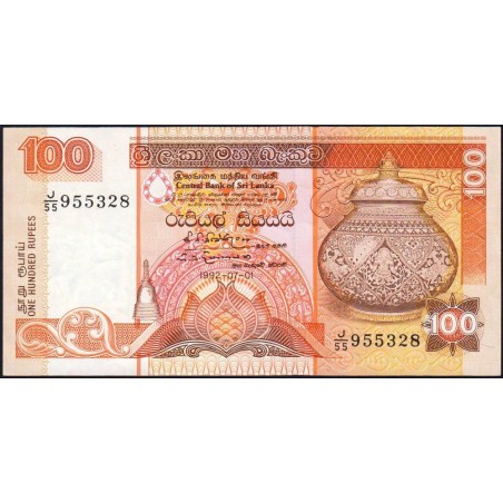 Sri-Lanka - Pick 105A - 100 rupees - Série J/55 - 01/01/1992 - Etat : TTB+