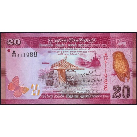 Sri-Lanka - Pick 123a - 20 rupees - Série W/69 - 01/01/2010 - Etat : NEUF