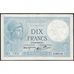 F 07-01 - 02/02/1939 - 10 francs - Minerve modifié - Série E.68716 - Etat : TTB