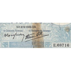 F 07-01 - 02/02/1939 - 10 francs - Minerve modifié - Série E.68716 - Etat : TB-