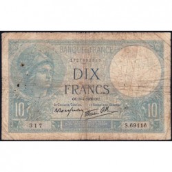 F 07-02 - 06/04/1939 - 10 francs - Minerve modifié - Série S.69116 - Etat : B