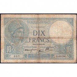 F 07-02 - 06/04/1939 - 10 francs - Minerve modifié - Série O.69290 - Etat : B