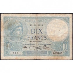 F 07-03 - 19/05/1939 - 10 francs - Minerve modifié - Série N.69755 - Etat : TB-