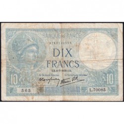 F 07-04 - 06/07/1939 - 10 francs - Minerve modifié - Série L.70085 - Etat : TB-