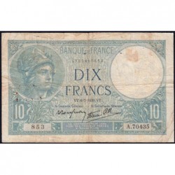 F 07-04 - 06/07/1939 - 10 francs - Minerve modifié - Série A.70435 - Etat : TB