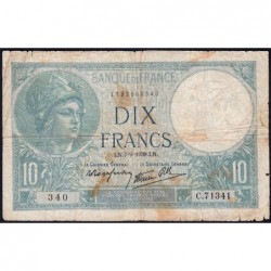 F 07-06 - 07/09/1939 - 10 francs - Minerve modifié - Série C.71341 - Etat : B