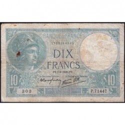 F 07-06 - 07/09/1939 - 10 francs - Minerve modifié - Série P.71447 - Etat : B