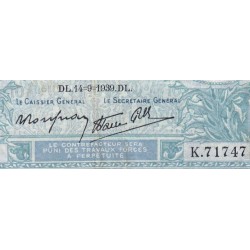 F 07-07 - 14/09/1939 - 10 francs - Minerve modifié - Série K.71747 - Etat : TB+