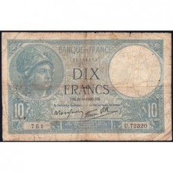 F 07-08 - 21/09/1939 - 10 francs - Minerve modifié - Série U.72320 - Etat : B