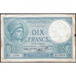 F 07-08 - 21/09/1939 - 10 francs - Minerve modifié - Série B.72619 - Etat : TB-