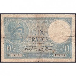 F 07-08 - 21/09/1939 - 10 francs - Minerve modifié - Série F.72706 - Etat : TB-