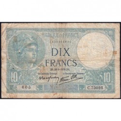 F 07-09 - 28/09/1939 - 10 francs - Minerve modifié - Série C.73025 - Etat : TB-