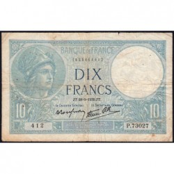 F 07-09 - 28/09/1939 - 10 francs - Minerve modifié - Série P.73027 - Etat : TB+