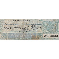 F 07-09 - 28/09/1939 - 10 francs - Minerve modifié - Série W.73033 - Remplacement - Etat : B