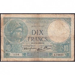 F 07-10 - 05/10/1939 - 10 francs - Minerve modifié - Série Z.73631 - Etat : B