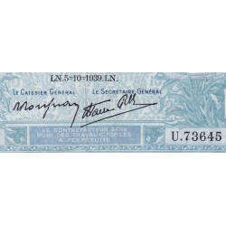 F 07-10 - 05/10/1939 - 10 francs - Minerve modifié - Série U.73645 - Etat : TTB