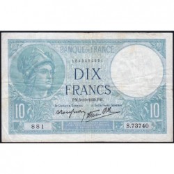 F 07-10 - 05/10/1939 - 10 francs - Minerve modifié - Série S.73740 - Etat : TTB