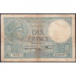 F 07-11 - 12/10/1939 - 10 francs - Minerve modifié - Série T.74167 - Etat : B