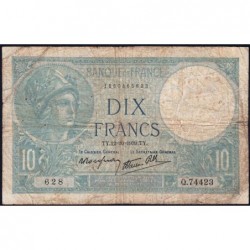F 07-11 - 12/10/1939 - 10 francs - Minerve modifié - Série Q.74423 - Etat : B