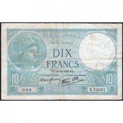 F 07-12 - 19/10/1939 - 10 francs - Minerve modifié - Série E.75031 - Etat : TB+