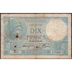 F 07-13 - 26/10/1939 - 10 francs - Minerve modifié - Série J.75305 - Etat : B