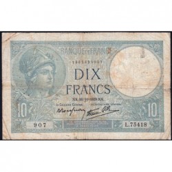 F 07-13 - 26/10/1939 - 10 francs - Minerve modifié - Série L.75418 - Etat : B