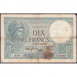 F 07-13 - 26/10/1939 - 10 francs - Minerve modifié - Série F.75438 - Etat : B