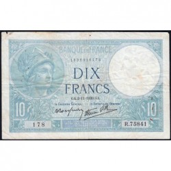 F 07-14 - 02/11/1939 - 10 francs - Minerve modifié - Série R.75841 - Etat : TB+