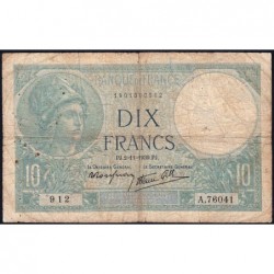 F 07-14 - 02/11/1939 - 10 francs - Minerve modifié - Série A.76041 - Etat : B