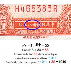 Chine - Taiwan - Pick 1949b - 50 cents - Série H R - 1949 - Etat : NEUF