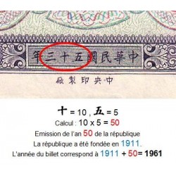 Chine - Taiwan - Pick 1976 - 50 yüan - Série B X - 1964 - Etat : TTB+