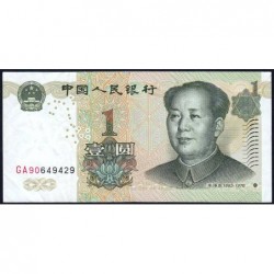 Chine - Banque Populaire - Pick 895a - 1 yüan - Série GA90 - 1999 - Etat : TTB