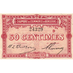 Bergerac - Pirot 24-10 - 50 centimes - Série D - 05/10/1914 - Etat : SPL