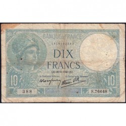 F 07-15 - 26/09/1940 - 10 francs - Minerve modifié - Série S.76648 - Etat : B