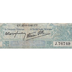 F 07-15 - 26/09/1940 - 10 francs - Minerve modifié - Série J.76749 - Etat : B+
