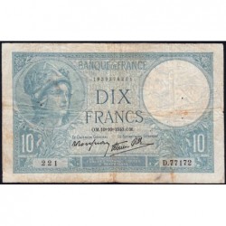 F 07-16 - 10/10/1940 - 10 francs - Minerve modifié - Série D.77172 - Etat : TB-