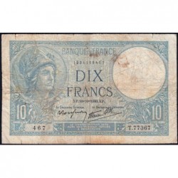 F 07-16 - 10/10/1940 - 10 francs - Minerve modifié - Série T.77367 - Etat : B+