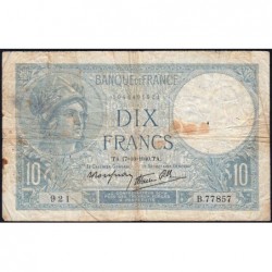 F 07-17 - 17/10/1940 - 10 francs - Minerve modifié - Série B.77857 - Etat : B