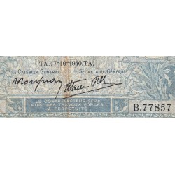 F 07-17 - 17/10/1940 - 10 francs - Minerve modifié - Série B.77857 - Etat : B