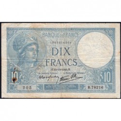 F 07-18 - 24/10/1940 - 10 francs - Minerve modifié - Série B.78216 - Etat : TB-