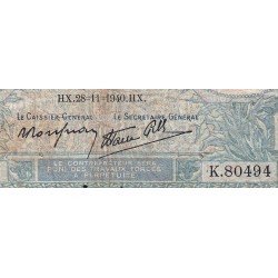 F 07-22 - 28/11/1940 - 10 francs - Minerve modifié - Série K.80494 - Etat : B