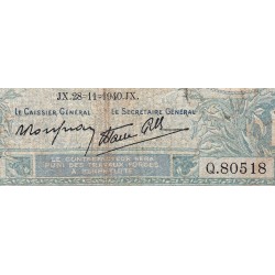 F 07-22 - 28/11/1940 - 10 francs - Minerve modifié - Série Q.80518 - Etat : B