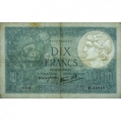 F 07-24 - 12/12/1940 - 10 francs - Minerve modifié - Série W.81816  (remplacement) - Etat : TTB+