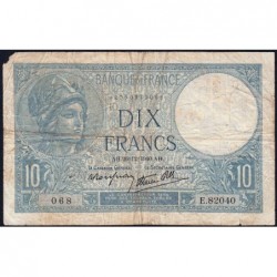 F 07-25 - 26/12/1940 - 10 francs - Minerve modifié - Série E.82040 - Etat : B