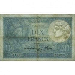 F 07-26 - 02/01/1941 - 10 francs - Minerve modifié - Série A.82936 - Etat : TTB
